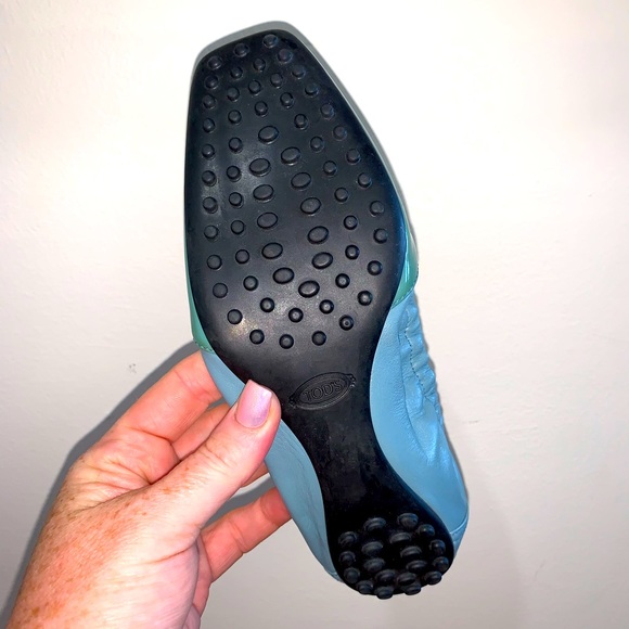 BNWT New! Women's TOD'S Colorblock Patent Leather Green-Blue Ballerina Flats - Picture 6 of 8